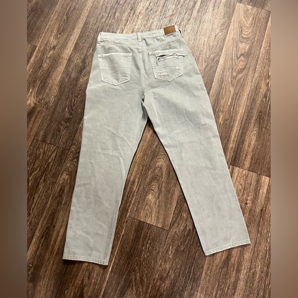 American Eagle Mom Straight Jeans 10 Olive Green - Picture 3 of 12